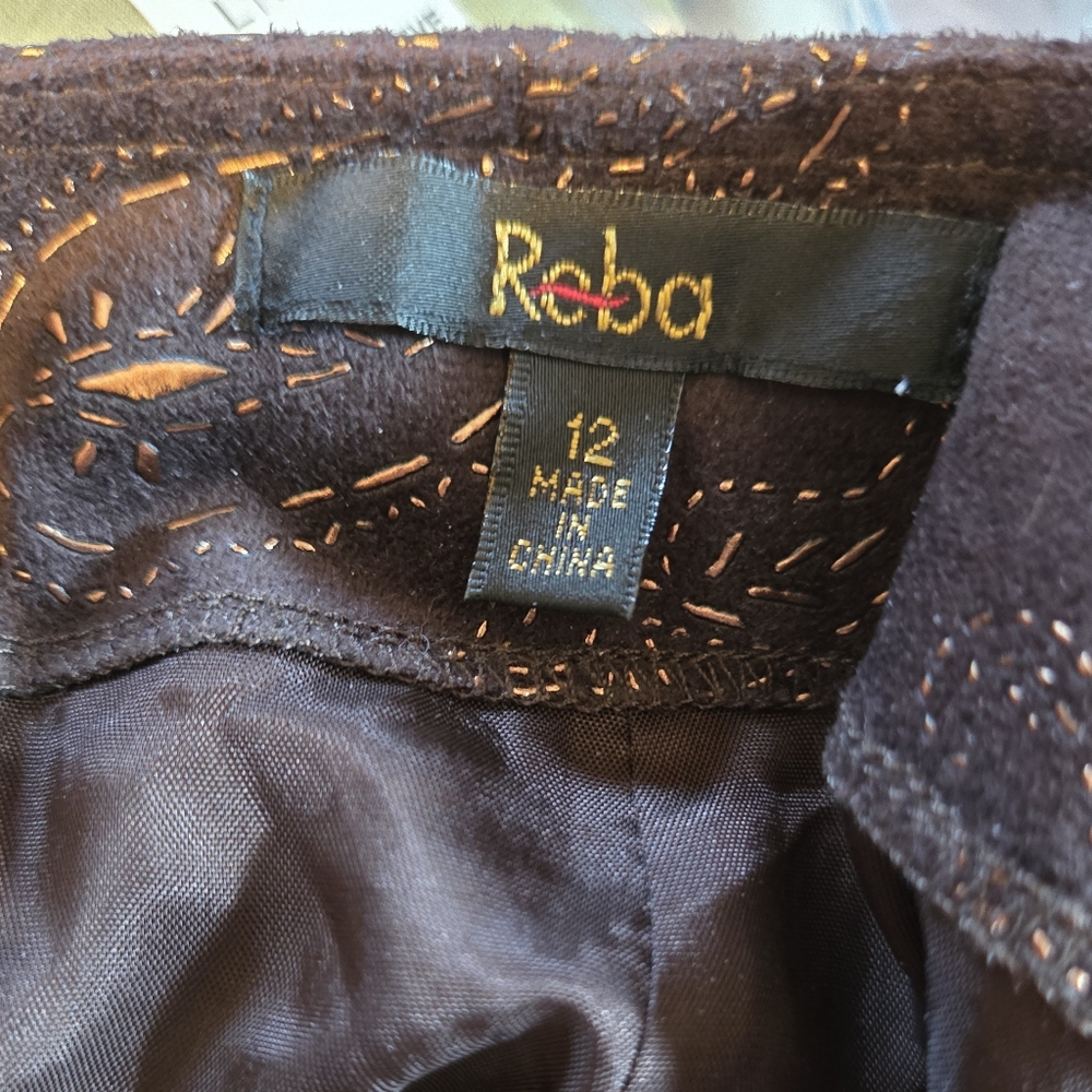Reba Womens Maxi Lined Skirt Flowy Gypsy Boho Cowgirl Brown Copper Accents Sz 12 - Picture 7 of 10
